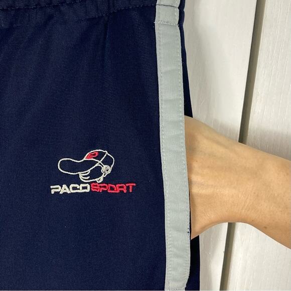 Vintage PACO SPORT Sweat Track Pants Men M Logo-Embroidery Zip-Side Zip-Pocket - Picture 3 of 16